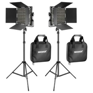 Luz led regulable Neewer – 2 piezas Bi-Color 660 Luz Regulable LED Luz y soporte Kit, 40w