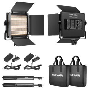 Luz led regulable Neewer – 2 piezas Bi-Color 660 Luz Regulable LED Luz y soporte Kit, 40w