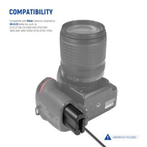 NEEWER Batería ficticia con adaptador de corriente de repuesto para EP-5B/EN-EL15