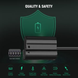 NEEWER Batería ficticia con adaptador de corriente de repuesto para EP-5B/EN-EL15