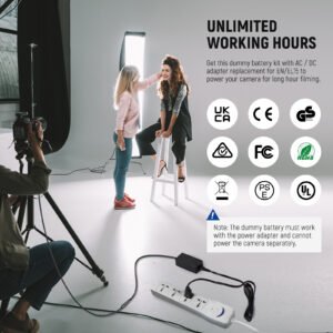 NEEWER Batería ficticia con adaptador de corriente de repuesto para EP-5B/EN-EL15