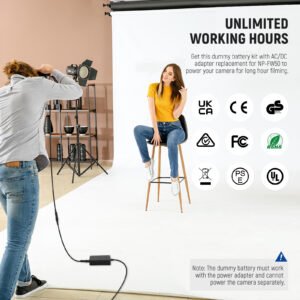 NEEWER AC-PW20 - Batería ficticia con adaptador de corriente CA/CC de repuesto para fuente de alimentación NP-FW50 compatible