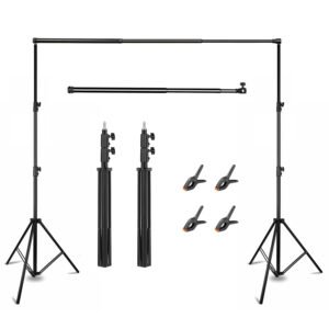 Kit de soporte de fondo de fotografía de tubería y drapeado, soporte de fondo ajustable de 3m x 2.8m con base de metal