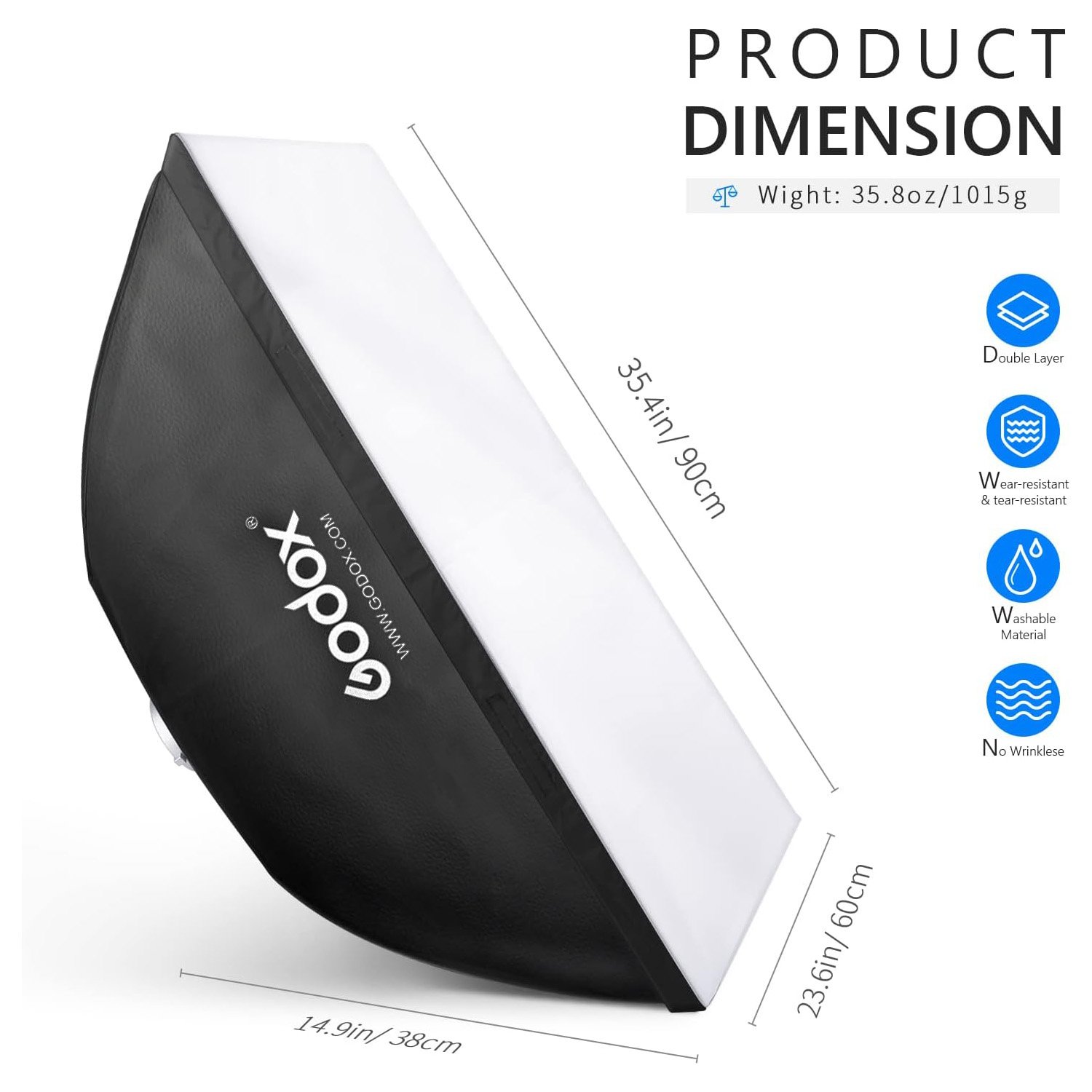 Godox Speedlite Softbox 60x90cm con rejilla Bowens para retrato - Image 2