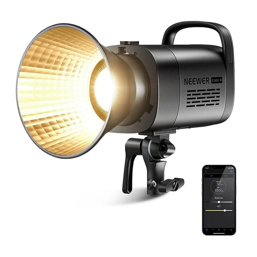 NEEWER CB60B - Luz de video LED COB de 70 W, bi color, control de 2.4G y aplicación