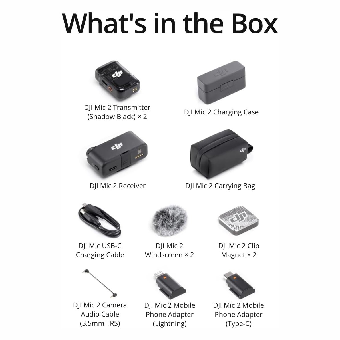 DJI Mic 2 (2 TX + 1 RX + estuche de carga), micrófono de solapa inalámbrico, cancelación inteligente de ruido, rango de 820 pies - Image 6