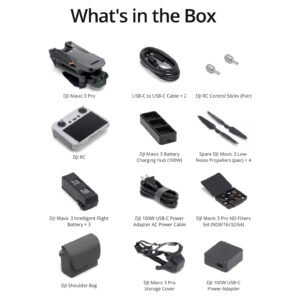 DJI Mavic 3 Pro Fly More Combo con DJI RC, dron insignia de triple cámara con cámara Hasselblad 4/3 CMOS, 3 baterías