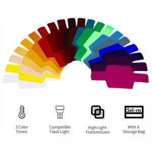 Flash universal Selens, filtro de Iluminación de gel, kits de combinación para luz de flash de cámara, 20 colores