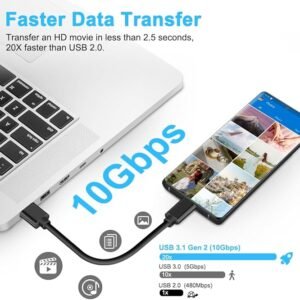 Cable de datos USB C de 1 m de transferencia de 10 Gbps, cable USB C 3.2 Gen 2 a USB