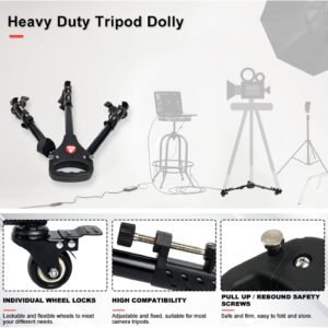 KINGJOY VX-600 - Trípode resistente para fotografía, ruedas Dolly, soportes ajustables para patas