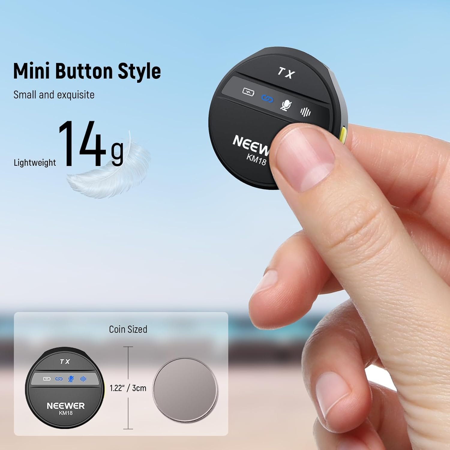 NEEWER KM18 Micrófono Lavalier inalámbrico para iPhone Mini Lapel Mic Set con cancelación de ruido/USB C/OTG/24H Estuche de carga de batería Video Vlog Compatible con iPhone 16 15 Android Phone Laptop - Image 2