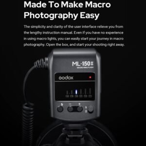 Godox ML-150II ML150II Macro LED Ring Flash Speedlite GN12 0.1-2s Tiempo de reciclaje 5800K ± 200K