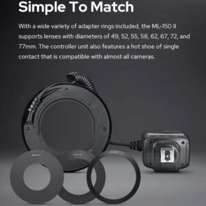 Godox ML-150II ML150II Macro LED Ring Flash Speedlite GN12 0.1-2s Tiempo de reciclaje 5800K ± 200K