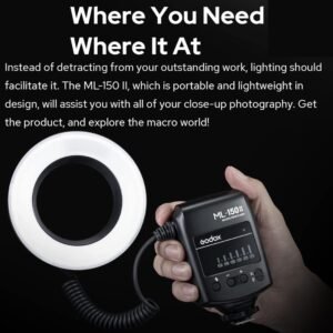 Godox ML-150II ML150II Macro LED Ring Flash Speedlite GN12 0.1-2s Tiempo de reciclaje 5800K ± 200K