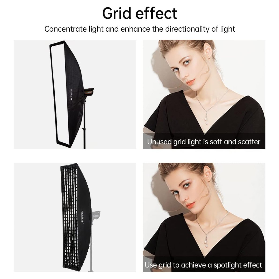 Godox Softbox Bowens Mount FW30x120CM - Tira de rejilla de panal de abeja de 12 x 47 pulgadas - Image 2