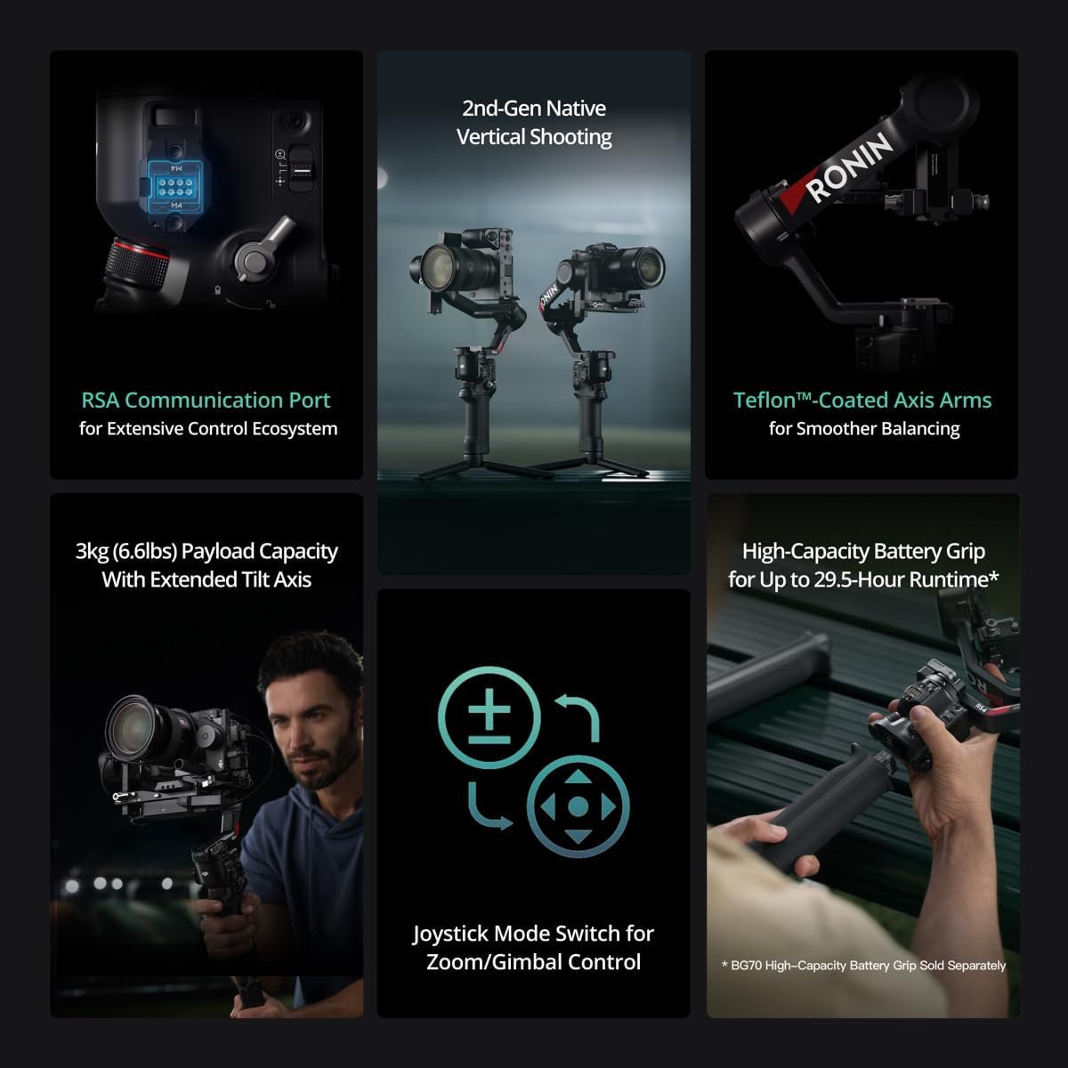 DJI RS 4, estabilizador cardán de 3 ejes, Disparo vertical nativo de 2ª generación, Joystick de interruptor de 2 modos, brazos de eje - Image 2