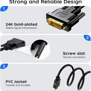 Cable adaptador HDMI A a DVI de 1m,bidireccionales 1080 DVI-D a HDMI macho a macho