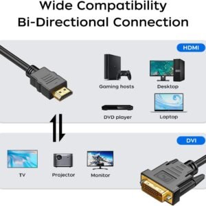 Cable adaptador HDMI A a DVI de 1m,bidireccionales 1080 DVI-D a HDMI macho a macho