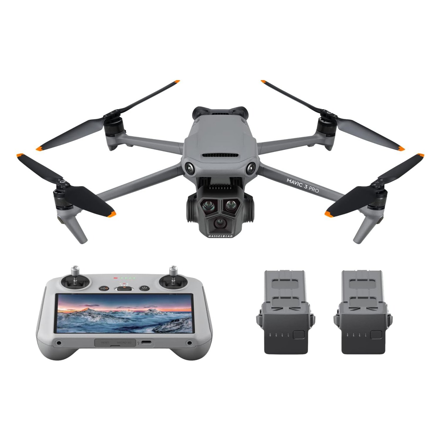 DJI Mavic 3 Pro Fly More Combo con DJI RC, dron insignia de triple cámara con cámara Hasselblad 4/3 CMOS, 3 baterías