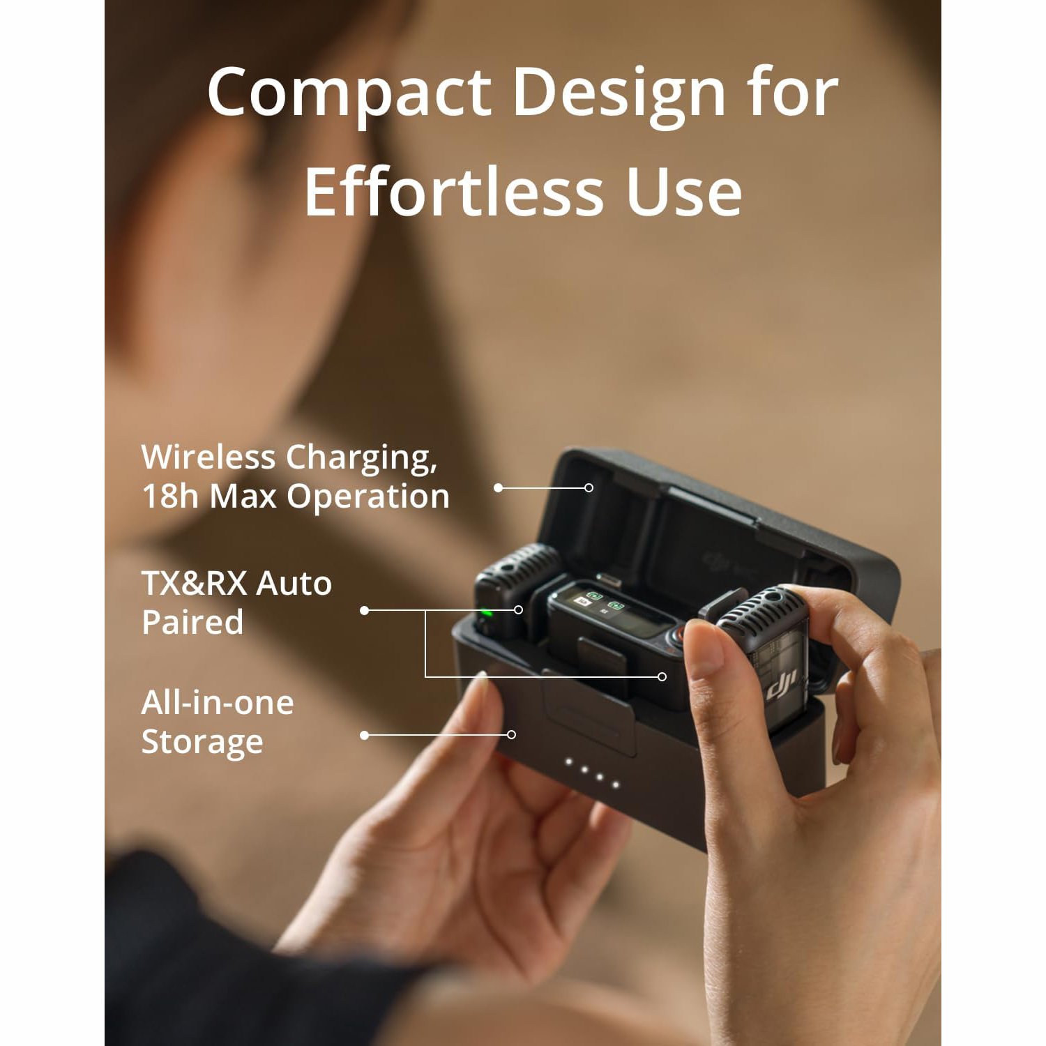 DJI Mic 2 (2 TX + 1 RX + estuche de carga), micrófono de solapa inalámbrico, cancelación inteligente de ruido, rango de 820 pies - Image 3