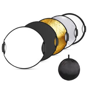 Reflector de luz de 60cm con mango de agarre con rosca, difusor de luz de disco plegable 5 en 1