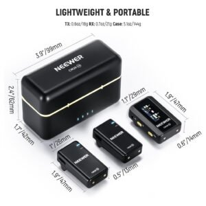 Neewer CM28 Sistema de micrófono inalámbrico Lavalier con estuche de carga Cancelación de ruido 4 GB Almacenamiento 9 horas Grabación