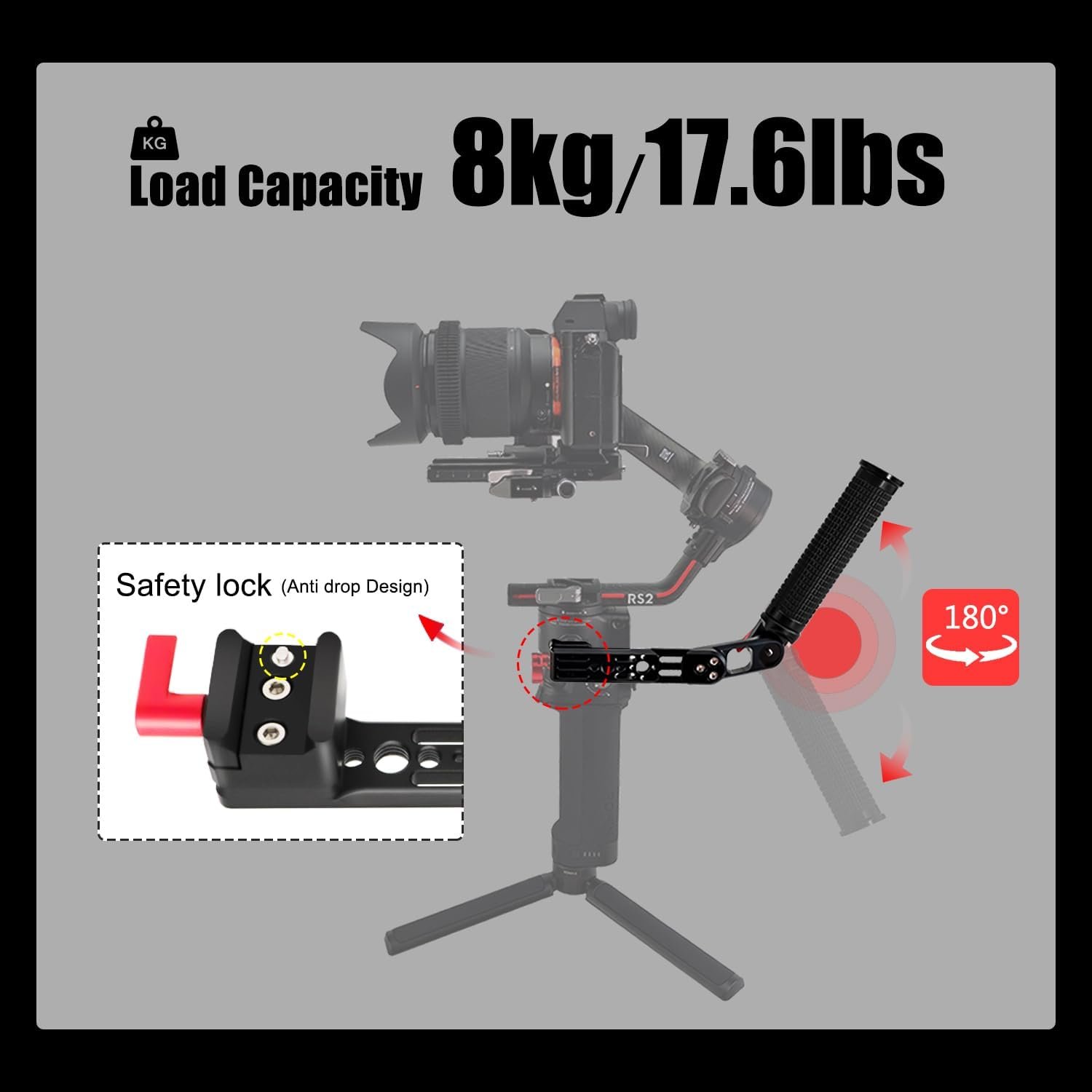 Mango RS4 RS3 Mango ajustable con abrazadera OTAN compatible con DJI RS4/RS4 PRO/RS3 Mini/RS3/RS3 Pro/RS2/RSC2 - Image 5