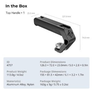 Smallrig Lightweight Top Handle with 3/8"-16 Locating Pins for ARRI, - 4757
