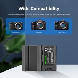 Neewer NP-FZ100 Kit de cargador de batería de repuesto, 2 paquetes de baterías de iones de litio de 2280 mAh, cargador USB dual