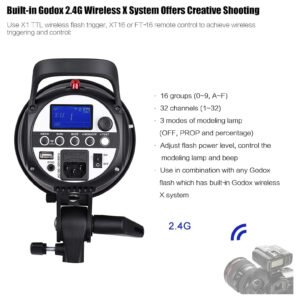 Godox SK300II-V Luz de flash de estudio mejorada 300Ws Power GN58 5600±200K