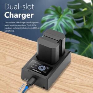 Neewer NP-FZ100 Kit de cargador de batería de repuesto, 2 paquetes de baterías de iones de litio de 2280 mAh, cargador USB dual