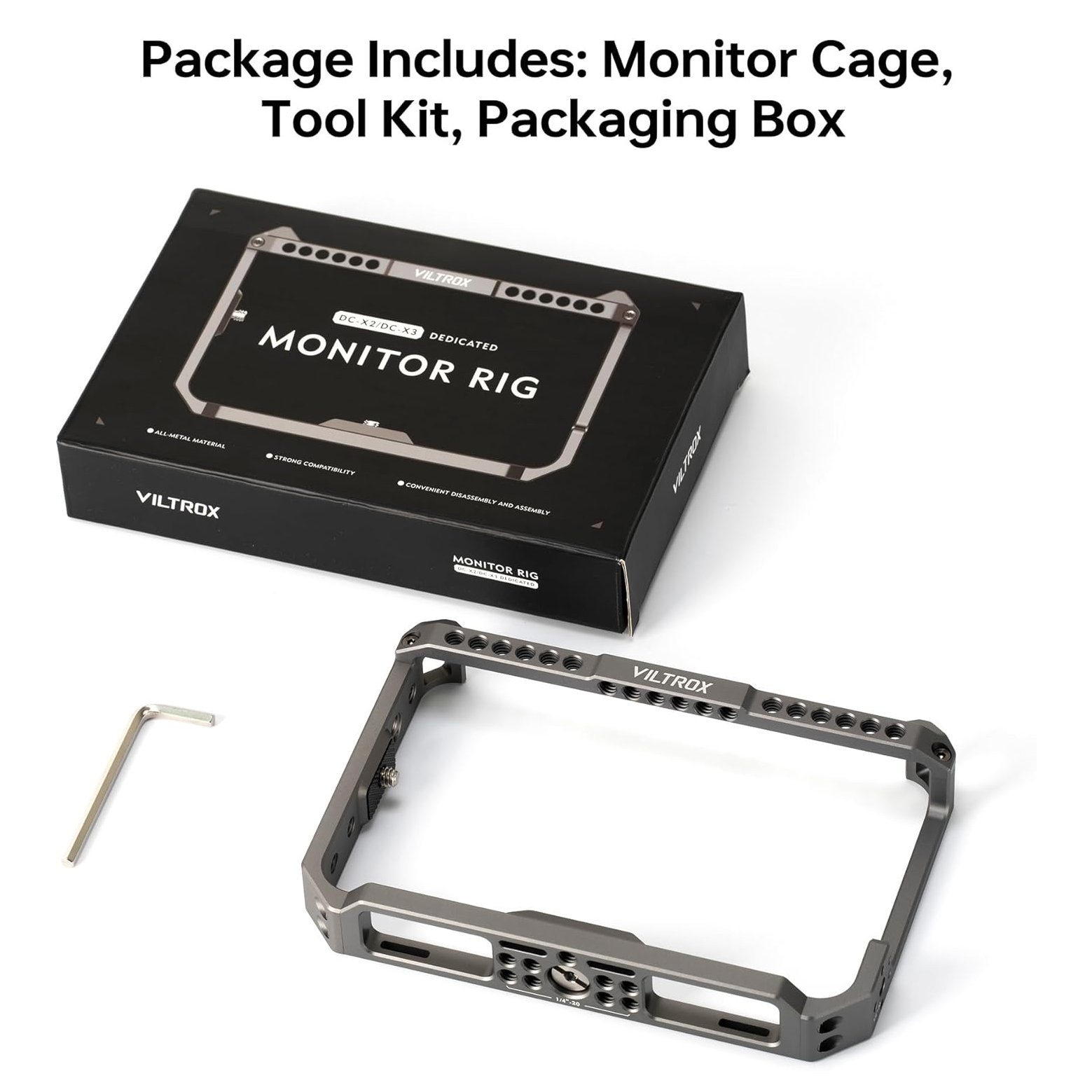 VILTROX Jaula de monitor para DC-X2/DC-X3 - Marco protector de aluminio duradero con soportes de zapata fría y agujeros roscados para expansión de accesorios - Image 7