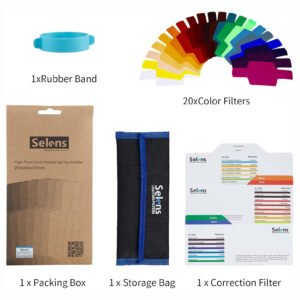 Flash universal Selens, filtro de Iluminación de gel, kits de combinación para luz de flash de cámara, 20 colores