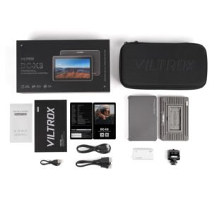 VILTROX DC-X3 Monitor de cámara FHD IPS con pantalla táctil, 2000 nits 4K SDI HDMI in/Out Kit de monitor de campo de video con capucha para sombrilla, LUT 3D, forma de onda, histograma y herramientas