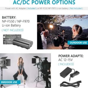 Neewer NL660 Luz led de video profesional, bicolor, marco de metal duradero, intensidad regulable de 660 piezas, con soporte en U y puertas tipo granero, 3200 – 5600 K, CRI 96 +, 40w