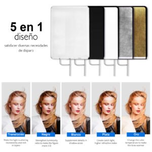 Bandera reflectora de luz de 76 x 91 cm con marco, cubierta 5 en 1