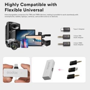 Godox MoveLink Mini micrófono inalámbrico, 328.1 ft (328 pies), micrófono inalámbrico con cancelación de ruido de 2.4 GHz