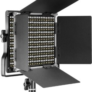 Neewer NL660 Luz led de video profesional, bicolor, marco de metal duradero, intensidad regulable de 660 piezas, con soporte en U y puertas tipo granero, 3200 – 5600 K, CRI 96 +, 40w
