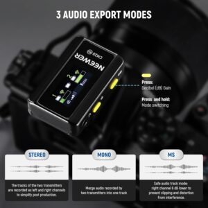 Neewer CM28 Sistema de micrófono inalámbrico Lavalier con estuche de carga Cancelación de ruido 4 GB Almacenamiento 9 horas Grabación