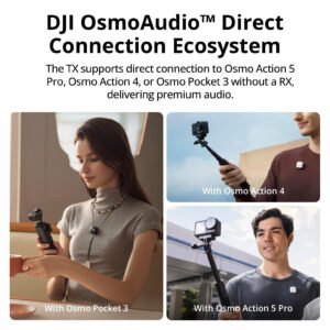 DJI Mic Mini (2 TX + 1 RX + estuche de carga), micrófono inalámbrico para iPhone/cámara/Android, uso de 48 horas, cancelación de ruido