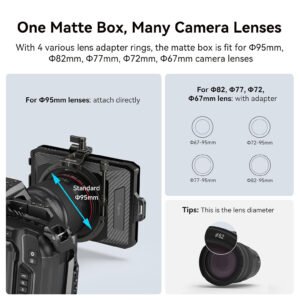 SmallRig Mini Matte Box Lite, DSLR Matte Box con bandera superior de fibra de carbono