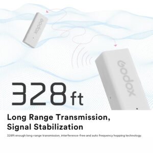 Godox MoveLink Mini micrófono inalámbrico, 328.1 ft (328 pies), micrófono inalámbrico con cancelación de ruido de 2.4 GHz