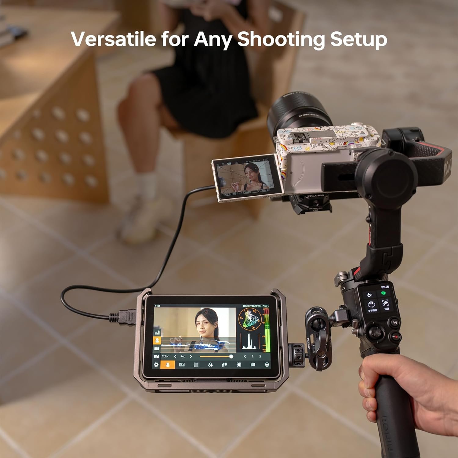 VILTROX Jaula de monitor para DC-X2/DC-X3 - Marco protector de aluminio duradero con soportes de zapata fría y agujeros roscados para expansión de accesorios - Image 5