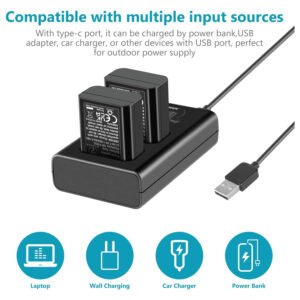 NEEWER NP-FW50 Juego de cargador de batería para SONY cámara NP-FW50 compatible