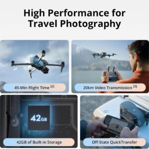 DJI Air 3S (RC-N3), dron con cámara 4K, video HDR 4K/60fps, tiempo de vuelo máximo de 45 minutos