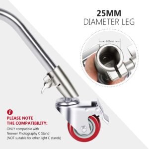 Neewer Juego de 3 ruedas giratorias profesionales con 2.953 in/75mm de diámetro, compatible con soporte C