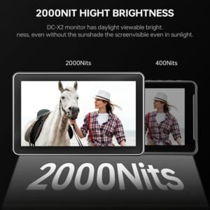 VILTROX DC-X2 Monitor de campo de cámara con pantalla táctil de 6 pulgadas con jaula de aparejo, monitor fotográfico profesional 4K HDMI 1.4, 2000 nits
