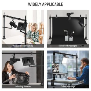 NEEWER NK002 - Soporte para cámara con 2 cabezas esféricas, Super abrazadera/soporte para teléfono móvil/soporte de escritorio para cámara