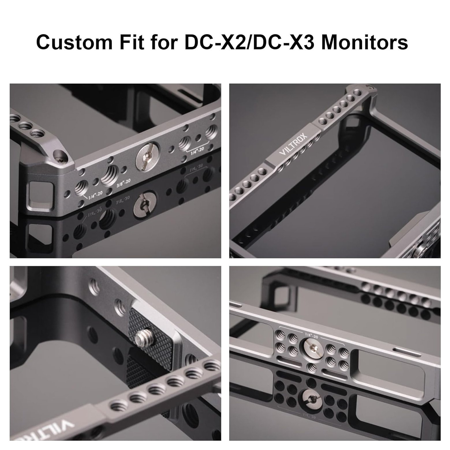 VILTROX Jaula de monitor para DC-X2/DC-X3 - Marco protector de aluminio duradero con soportes de zapata fría y agujeros roscados para expansión de accesorios - Image 2