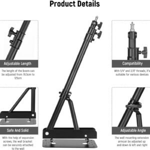 Neewer Brazo triangular de montaje en pared, soporte de rotación de 180 grados, 125cm